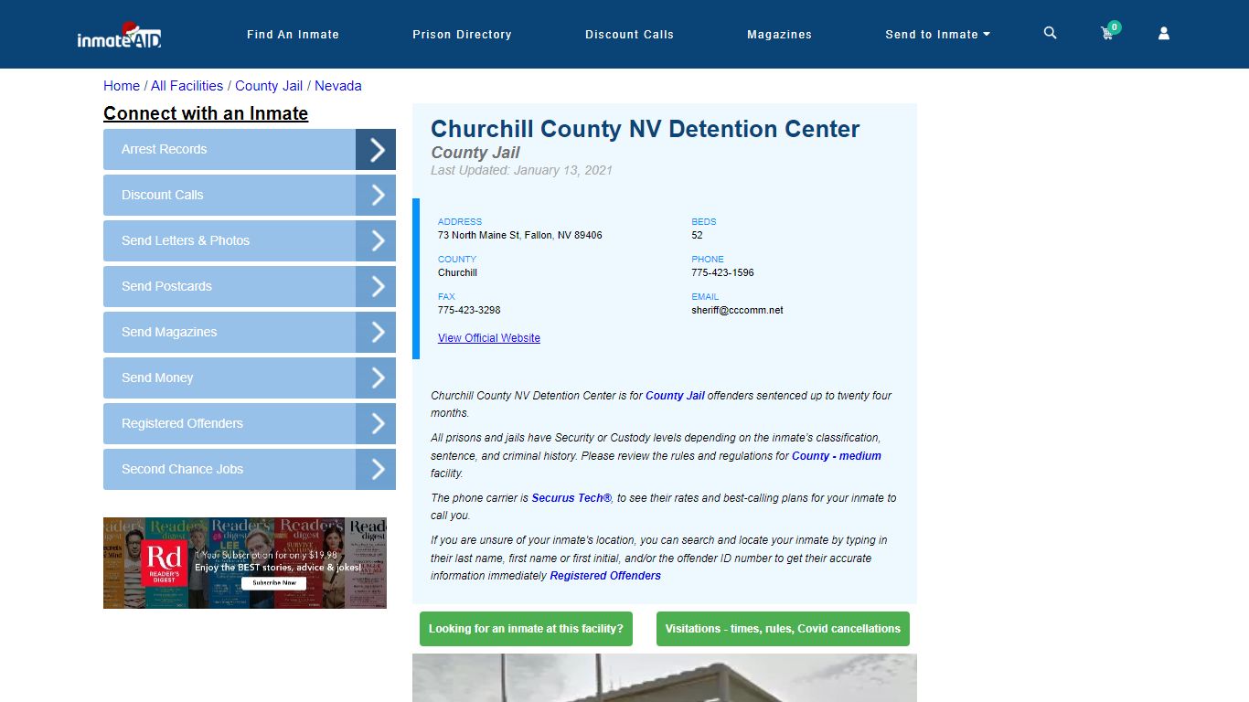 Churchill County NV Detention Center - Inmate Locator - Fallon, NV